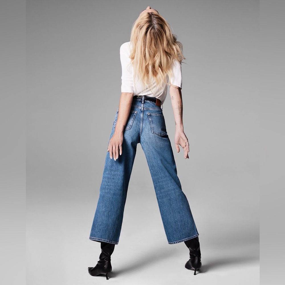 Anine Bing Wide Leg Rick Cropped Jeans